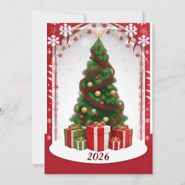 Festive Christmas Tree With Ornaments Invitation (Front)