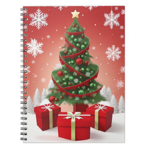 Festive Christmas Tree With Ornaments Notebook