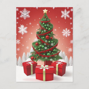 Festive Christmas Tree With Ornaments Postcard