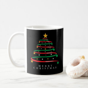 Festive Christmas Tree with Ribbons and Stars Coffee Mug