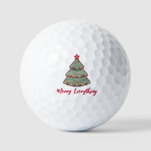 Festive Christmas Trees Merry Everything Holiday Golf Balls