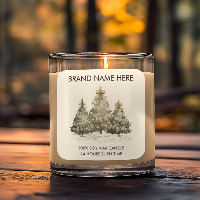 Festive Christmas Trees | Modern Candle Labels (Creator Uploaded)