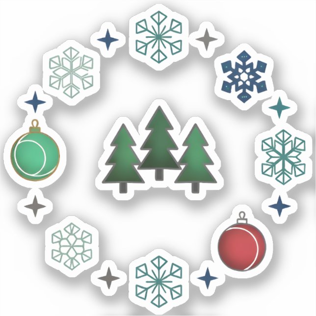 Festive Christmas Trees & Snowflakes (Front)