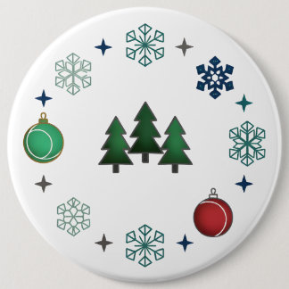 Festive Christmas Trees & Snowflakes 6 Cm Round Badge