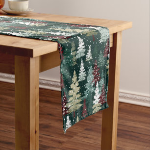 Festive Christmas Trees Winter Snow Holiday Medium Table Runner