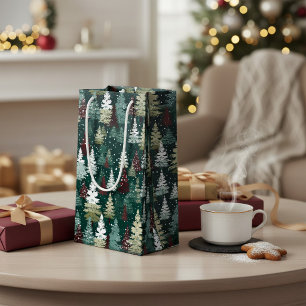 Festive Christmas Trees Winter Snow Holiday Small Gift Bag