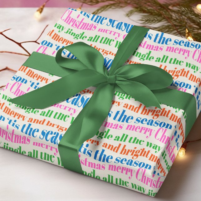 Festive Christmas Typography Modern Holiday Wrapping Paper (Creator Uploaded)
