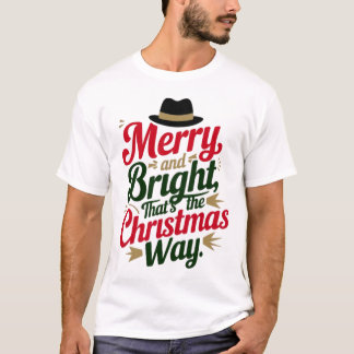 Festive Christmas Typography with Hat Design T-Shirt