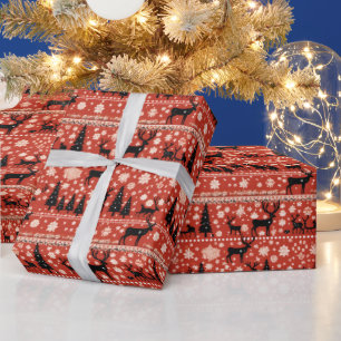 Festive Christmas ugly sweater tiled pattern  Wrapping Paper