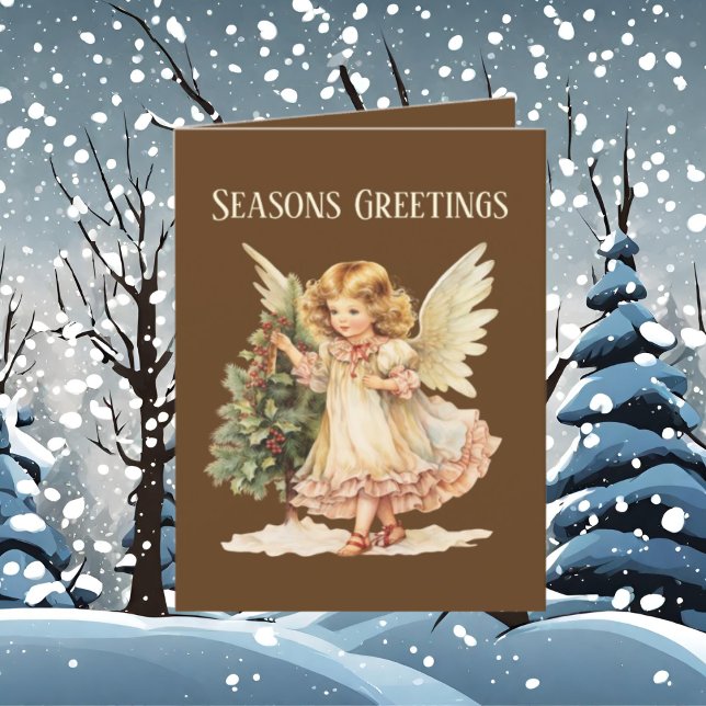 Festive Christmas watercolor Angel add text  Holiday Card (Creator Uploaded)