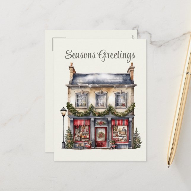Festive Christmas watercolor business Holiday  (Front/Back In Situ)