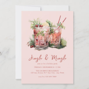 Festive Christmas Watercolor Cocktail Party   Invitation