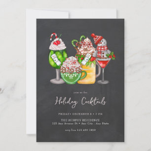 Festive Christmas Watercolor Cocktail Party   Invitation