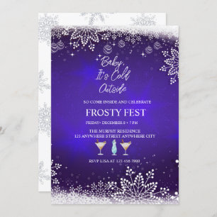 Festive Christmas Watercolor Cocktail Party   Invitation