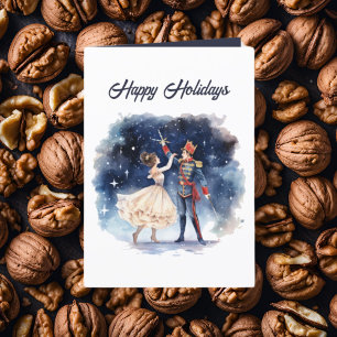 Festive Christmas watercolor nutcracker add text Holiday Card