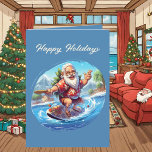 Festive Christmas watercolor Santa beach Card<br><div class="desc">Festive Christmas watercolor Santa beach Card</div>