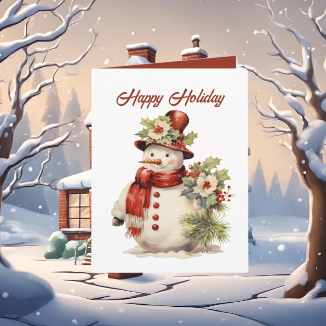 Festive Christmas watercolor snowman Card (Creator Uploaded)