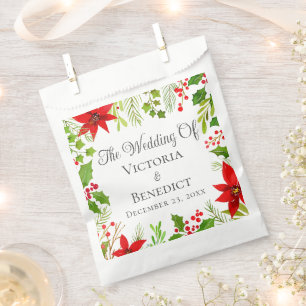 Festive Christmas Wedding Floral Personalised Favour Bag