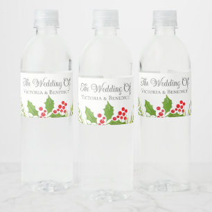 Festive Christmas Wedding Floral Personalised Water Bottle Label