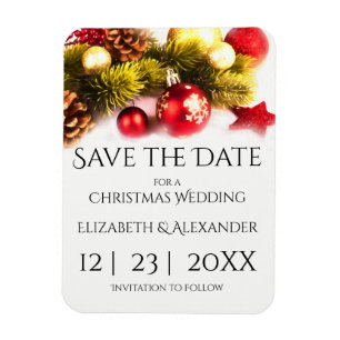Festive Christmas Wedding Save the Date Magnet