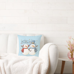 Festive Christmas welcome wonderland snowman Cushion
