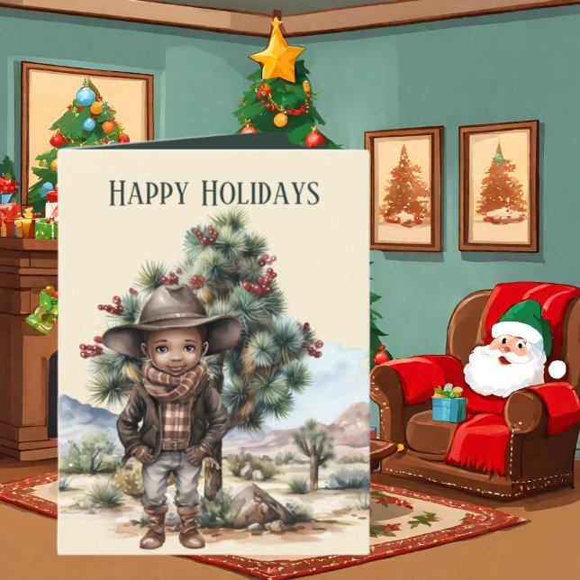 Festive Christmas Western Cowboy add text Holiday Card (Creator Uploaded)
