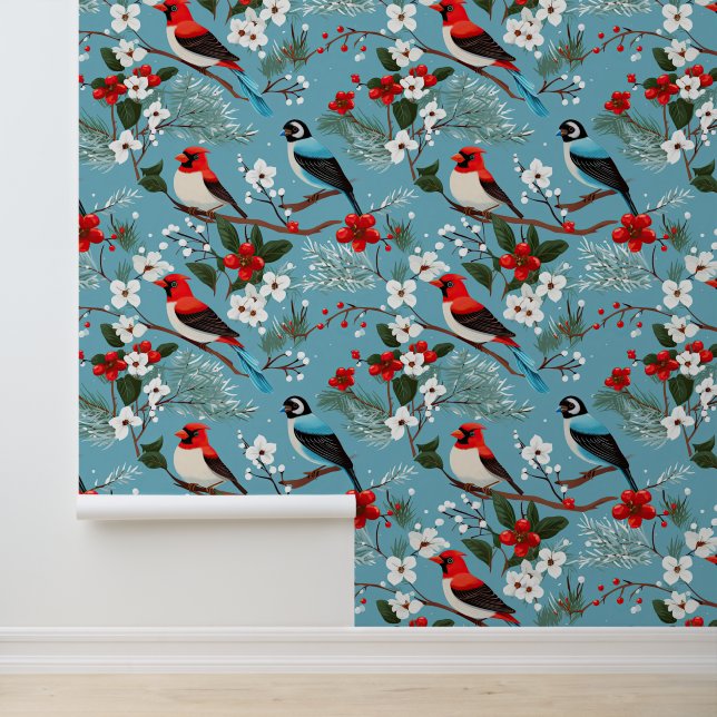 Festive Christmas Winter birds Wallpaper (Application)