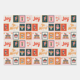 Festive Christmas Wishes, Ornaments, Santa Wrapping Paper Sheet