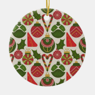 Festive Christmas with Holiday Elements Ceramic Ornament