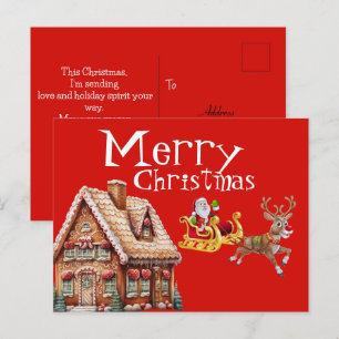 Festive Christmas with Santa and Reindeer Postcard
