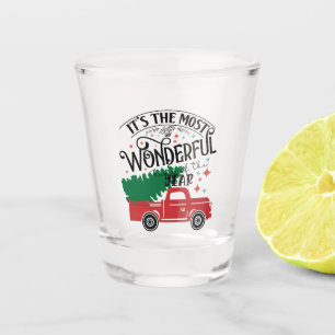 Festive Christmas wonderful time Country truck Shot Glass