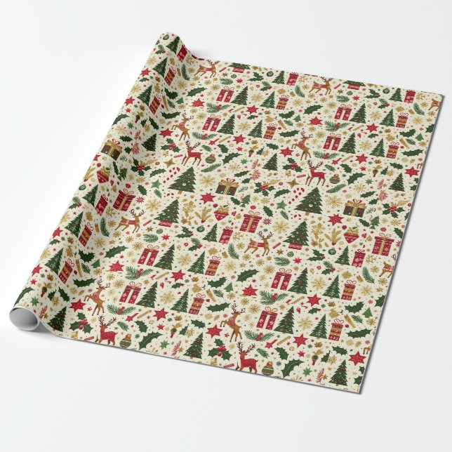 Festive Christmas Wrapping Paper  (Unrolled)