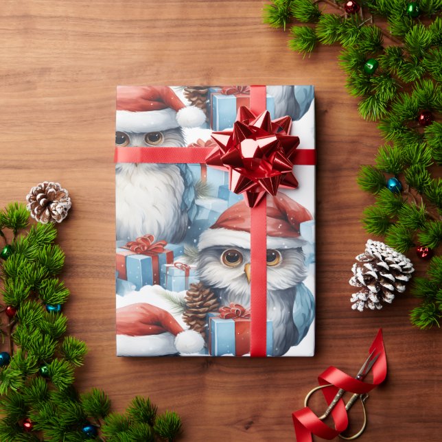 Festive Christmas wrapping paper adorned with owls (Holiday Gift)
