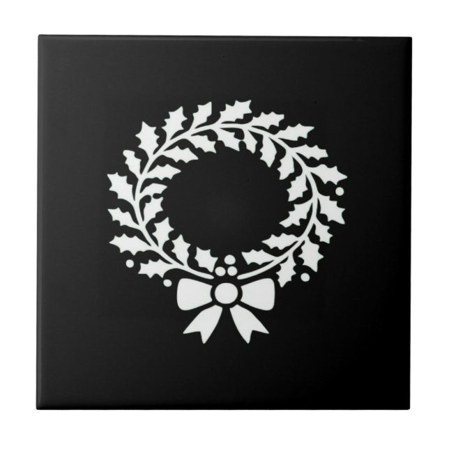 Festive Christmas wreath Classic Ceramic Tile (Front)
