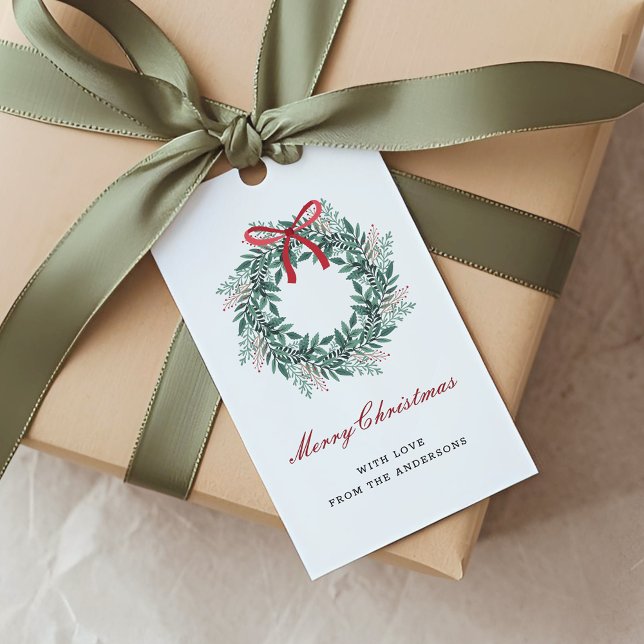Festive Christmas Wreath Holiday Gift Tags (Creator Uploaded)