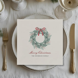 Festive Christmas Wreath Holiday Party Napkin