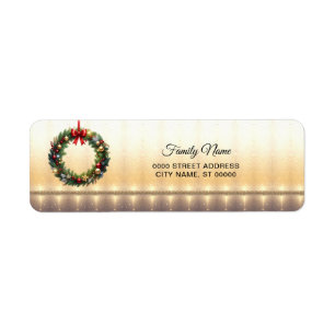 Festive Christmas Wreath Holiday Return Address Label