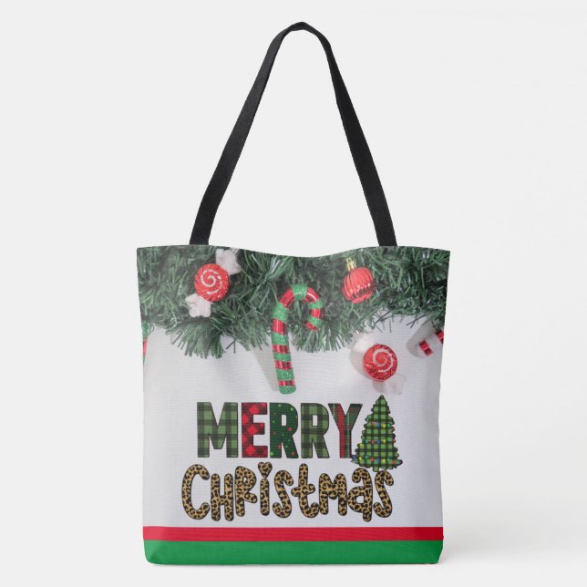 Festive Christmas Wreath - Merry Holiday Carryall Tote Bag (Back)