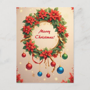 Festive Christmas Wreath Postcard