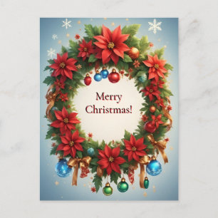 Festive Christmas Wreath Postcard
