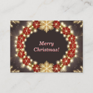 Festive Christmas Wreath With Golden Snowflakes Place Card