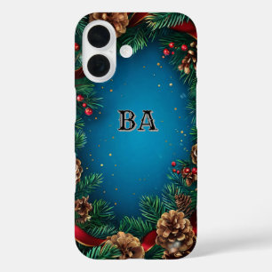 Festive Christmas Wreath With Pinecones iPhone 16 Case