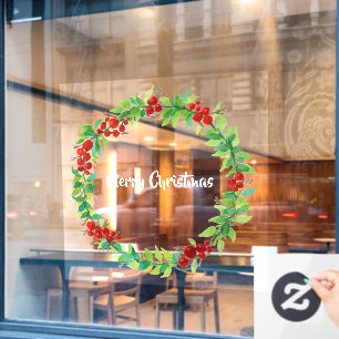 Festive Christmas wreath with red berries