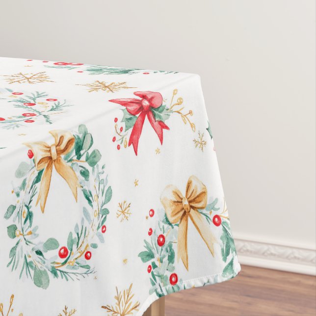 Festive Christmas Wreaths Tablecloth (In Situ)