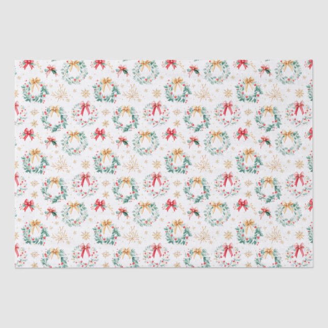 Festive Christmas Wreaths Tissue Paper (Front)