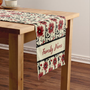Festive Chrysanthemum and Holly  Short Table Runner