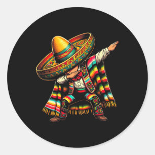 Festive Cinco De Mayo Dabbing Mexican Boy Dance Fu Classic Round Sticker