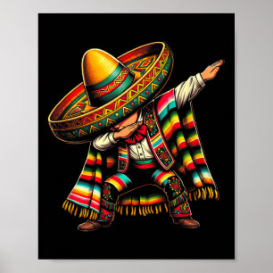 Festive Cinco De Mayo Dabbing Mexican Boy Dance Fu Poster