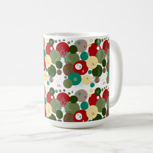 Festive Circles with Snowflakes, Trees & Mistletoe Coffee Mug