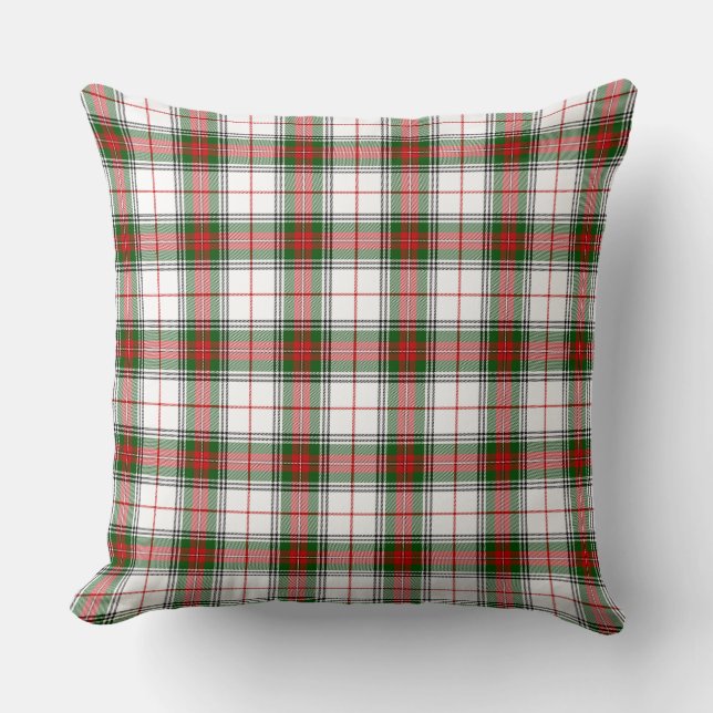 Festive Clan Stewart Tartan Plaid Pillow (Front)